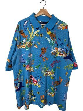 Polo Ralph Lauren Big & Tall Underwater Polo Bear AOP Cotton-mesh polo mens 2XLT